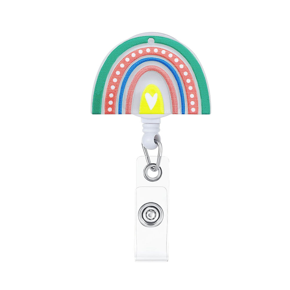 Wholesale Rainbow Acrylic Retractable Badge Reel Keychain